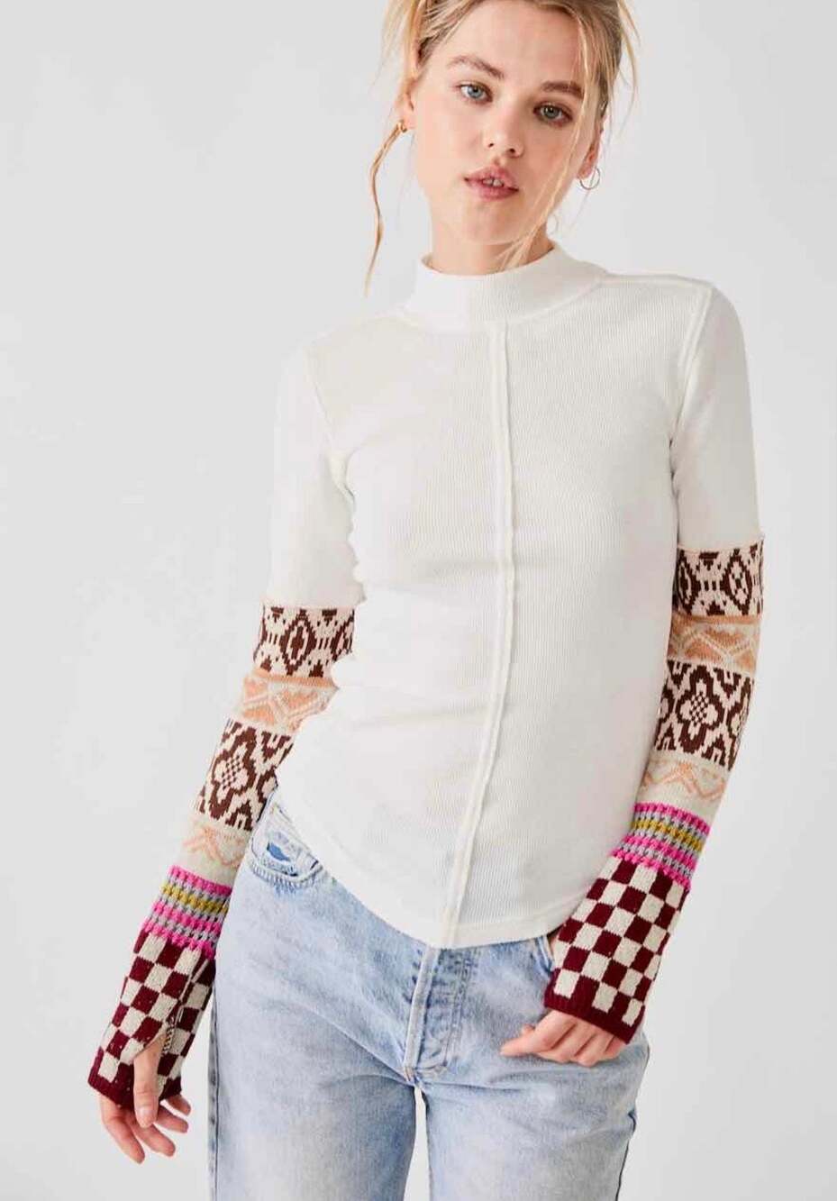 Free People Gorgeous Thermal Statement Cuff Top Indie Sleaze Boho Whimsy Goth
